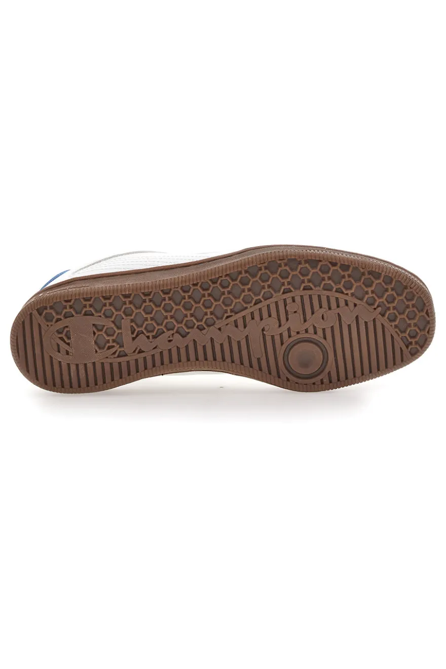 Sneakers Bianche con Logo Azzurro e Suola in Gomma CHAMPION PRESTIGE MIX MATERIAL