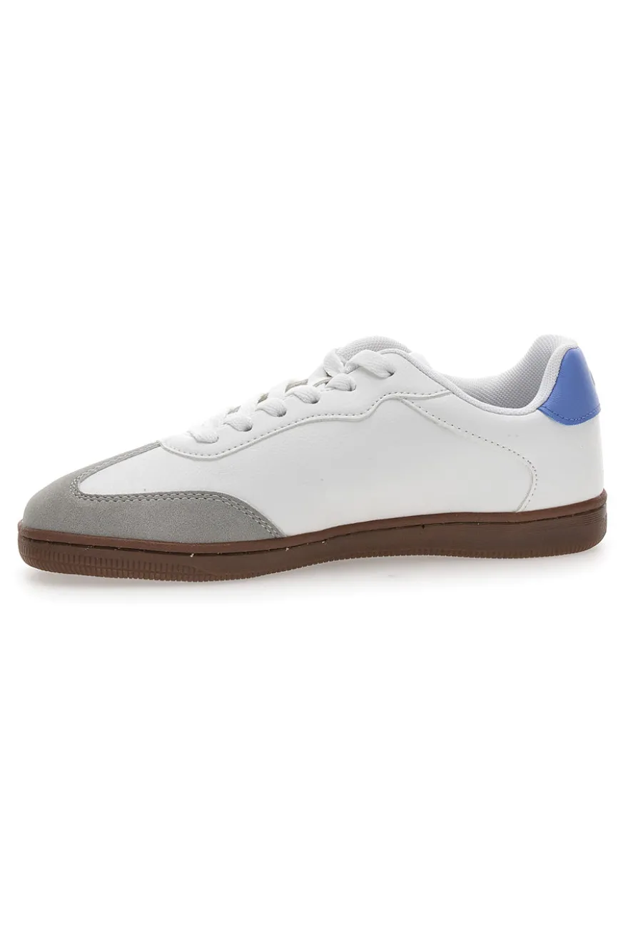 Sneakers Bianche con Logo Azzurro e Suola in Gomma CHAMPION PRESTIGE MIX MATERIAL