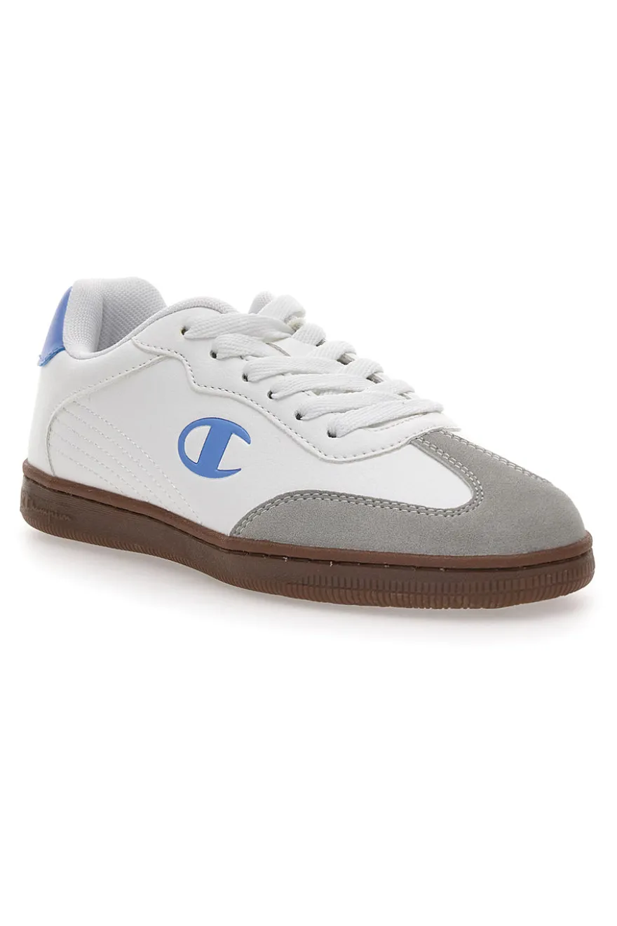 Sneakers Bianche con Logo Azzurro e Suola in Gomma CHAMPION PRESTIGE MIX MATERIAL