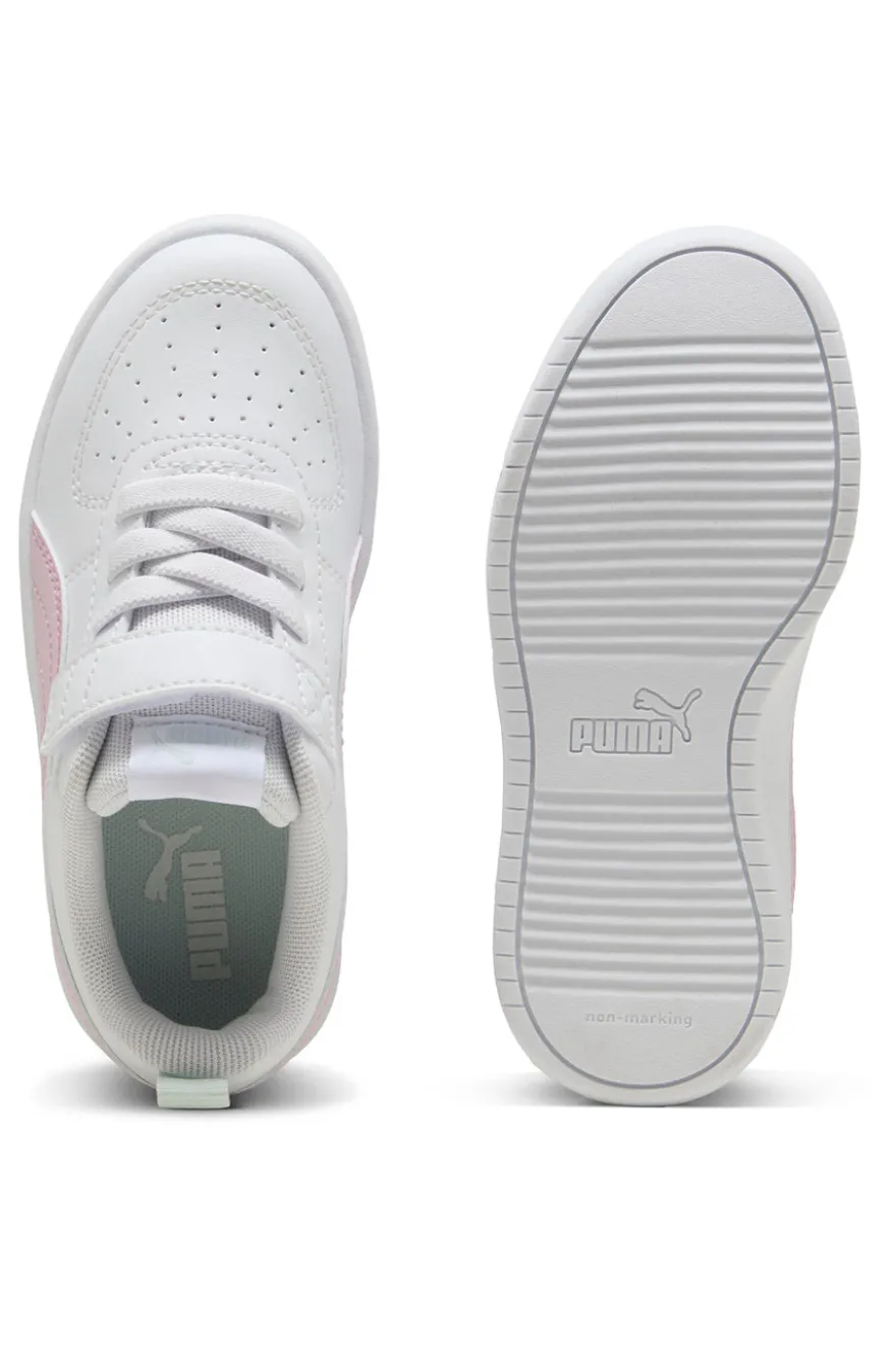 Sneakers Bianche con Logo Laterale Rosa e Velcro Puma RICKIE AC+PS
