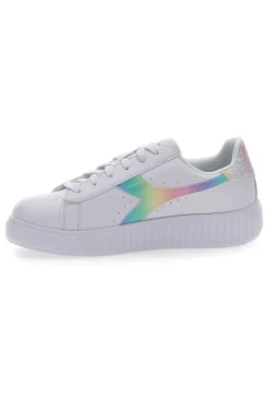 Sneakers Bianche con Logo Arcobaleno Diadora game Step Bloom