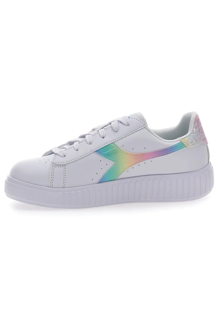 Sneakers Bianche con Logo Arcobaleno Diadora game Step Bloom