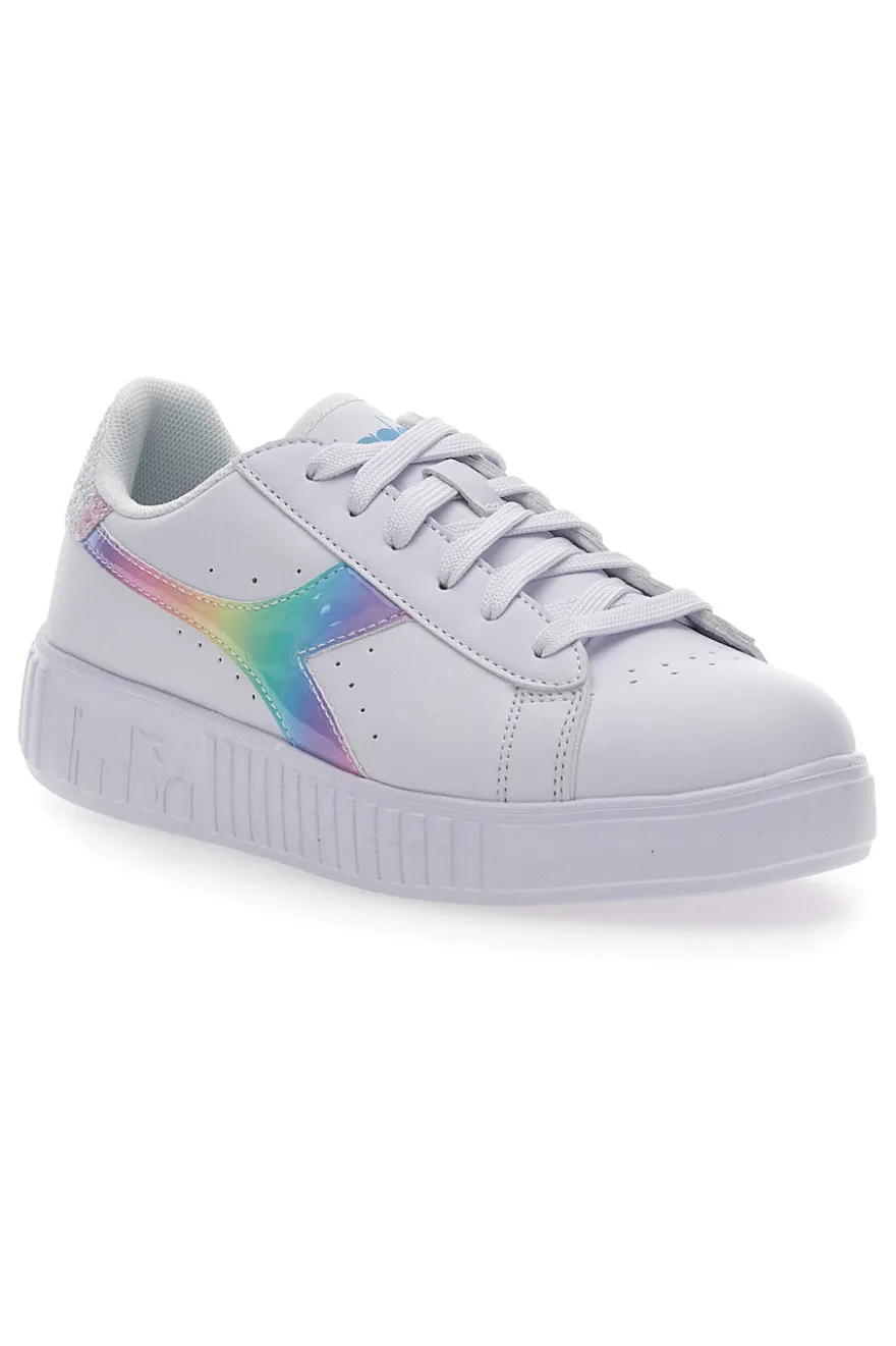 Sneakers Bianche con Logo Arcobaleno Diadora game Step Bloom