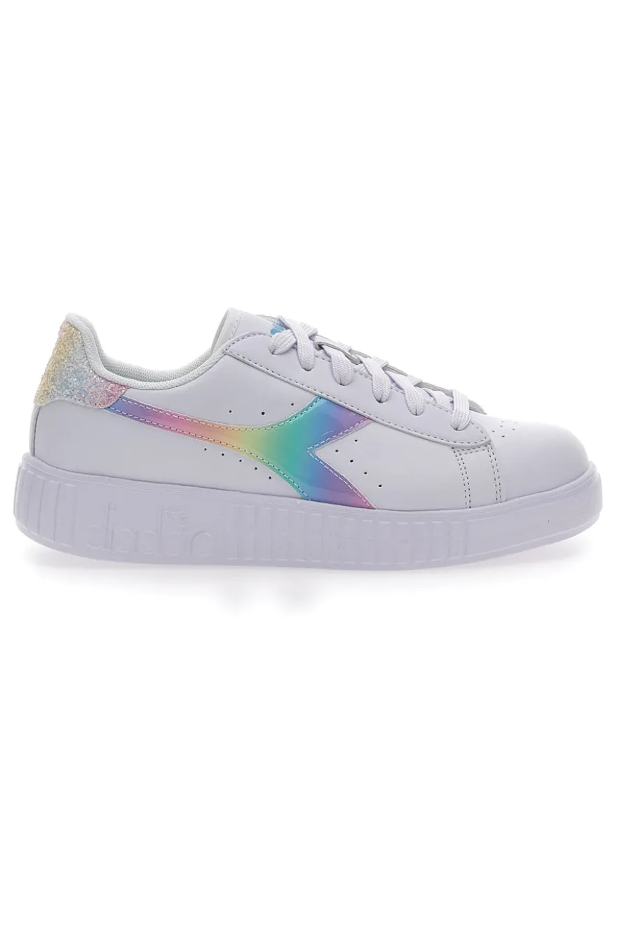 Sneakers Bianche con Logo Arcobaleno Diadora game Step Bloom