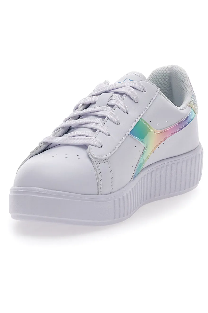Sneakers Bianche con Logo Arcobaleno Diadora game Step Bloom
