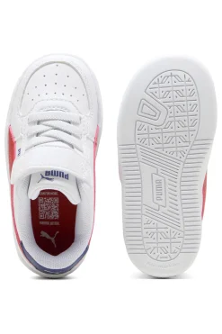 Sneakers Bianche con Logo Laterale Rosse e Velcro Puma Caven 2.0 AC+ Inf