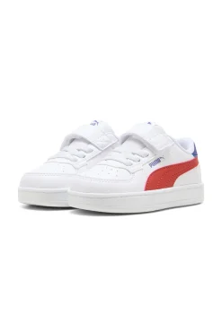 Sneakers Bianche con Logo Laterale Rosse e Velcro Puma Caven 2.0 AC+ Inf