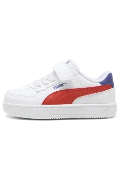 Sneakers Bianche con Logo Laterale Rosse e Velcro Puma Caven 2.0 AC+ Inf
