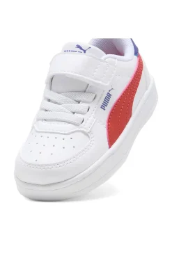 Sneakers Bianche con Logo Laterale Rosse e Velcro Puma Caven 2.0 AC+ Inf