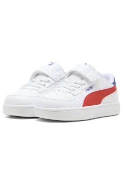 Sneakers Bianche con Logo Laterale Rosse e Velcro Puma Caven 2.0 AC+ Inf