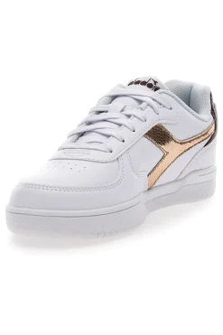 Sneakers Bianche con logo dorato DIADORA RAPTOR LOW CRYSTAL WN