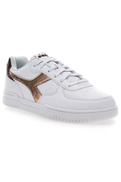 Sneakers Bianche con logo dorato DIADORA RAPTOR LOW CRYSTAL WN