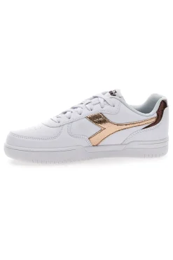 Sneakers Bianche con logo dorato DIADORA RAPTOR LOW CRYSTAL WN