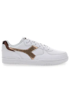 Sneakers Bianche con logo dorato DIADORA RAPTOR LOW CRYSTAL WN