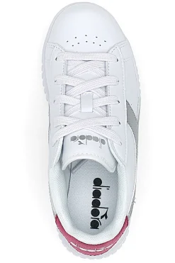 Sneakers Bianche con Logo Argento e Dettaglio Fuxia DIADORA GAME STEP METAL PS
