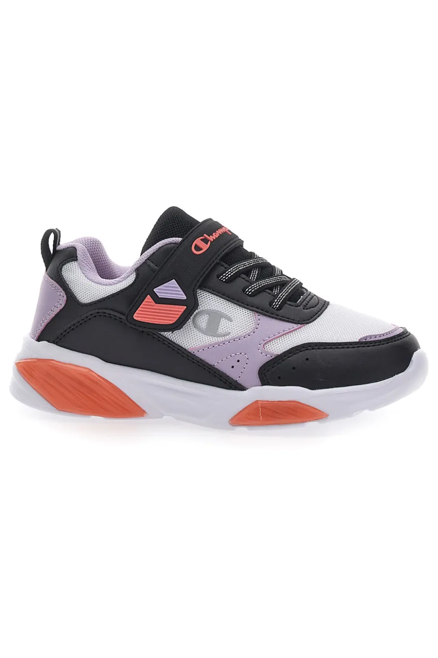 Sneakers Bianche Con Luci e Dettagli Neri e Lilla CHAMPION WAVE B PS
