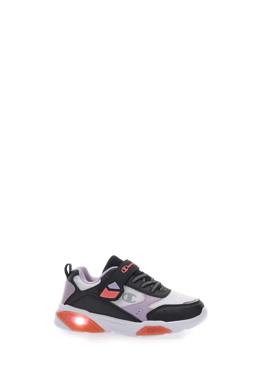 Sneakers Bianche Con Luci e Dettagli Neri e Lilla CHAMPION WAVE B PS
