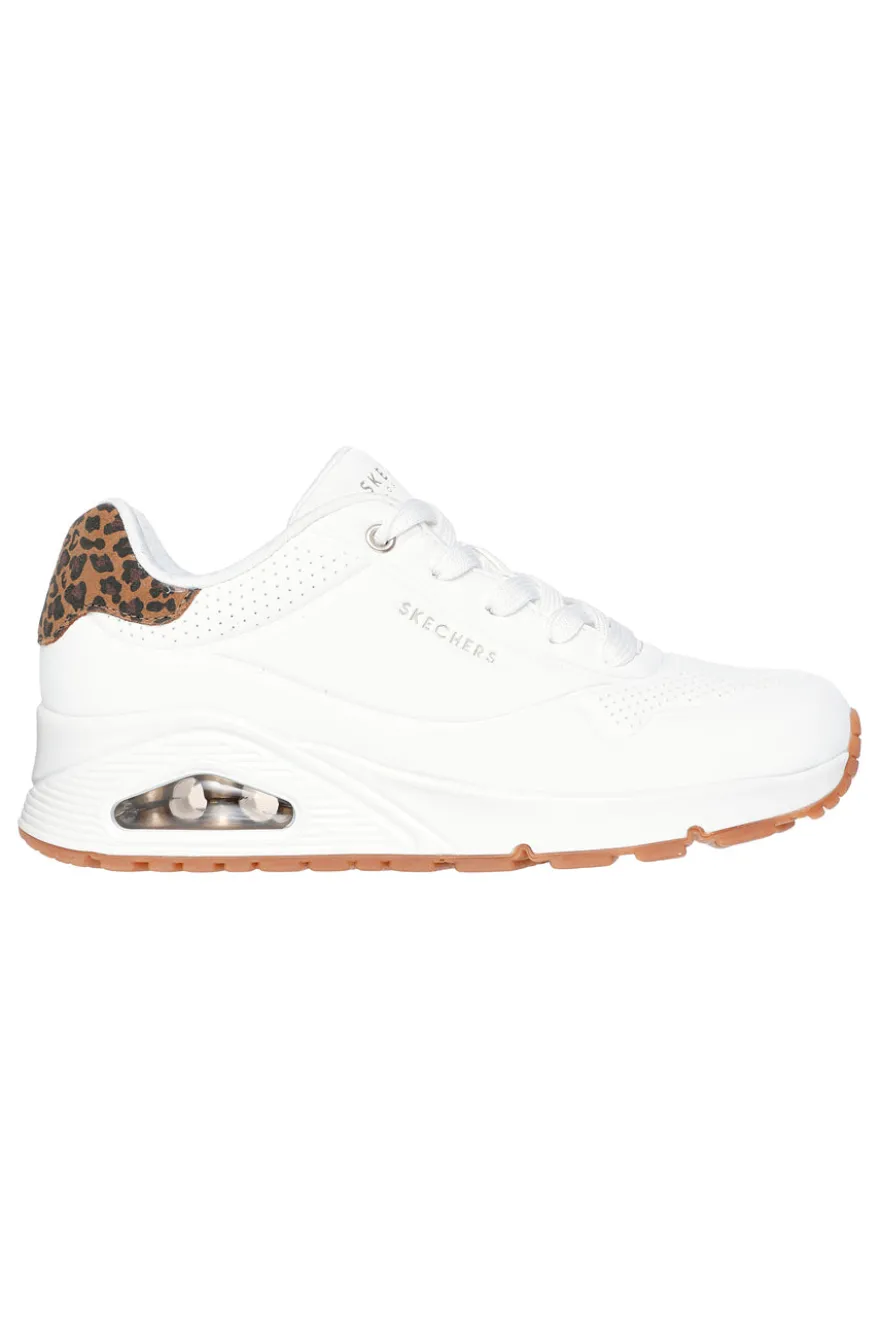 Sneakers bianche con memory foam e dettagli leopardati Skechers Uno Jungle Nite