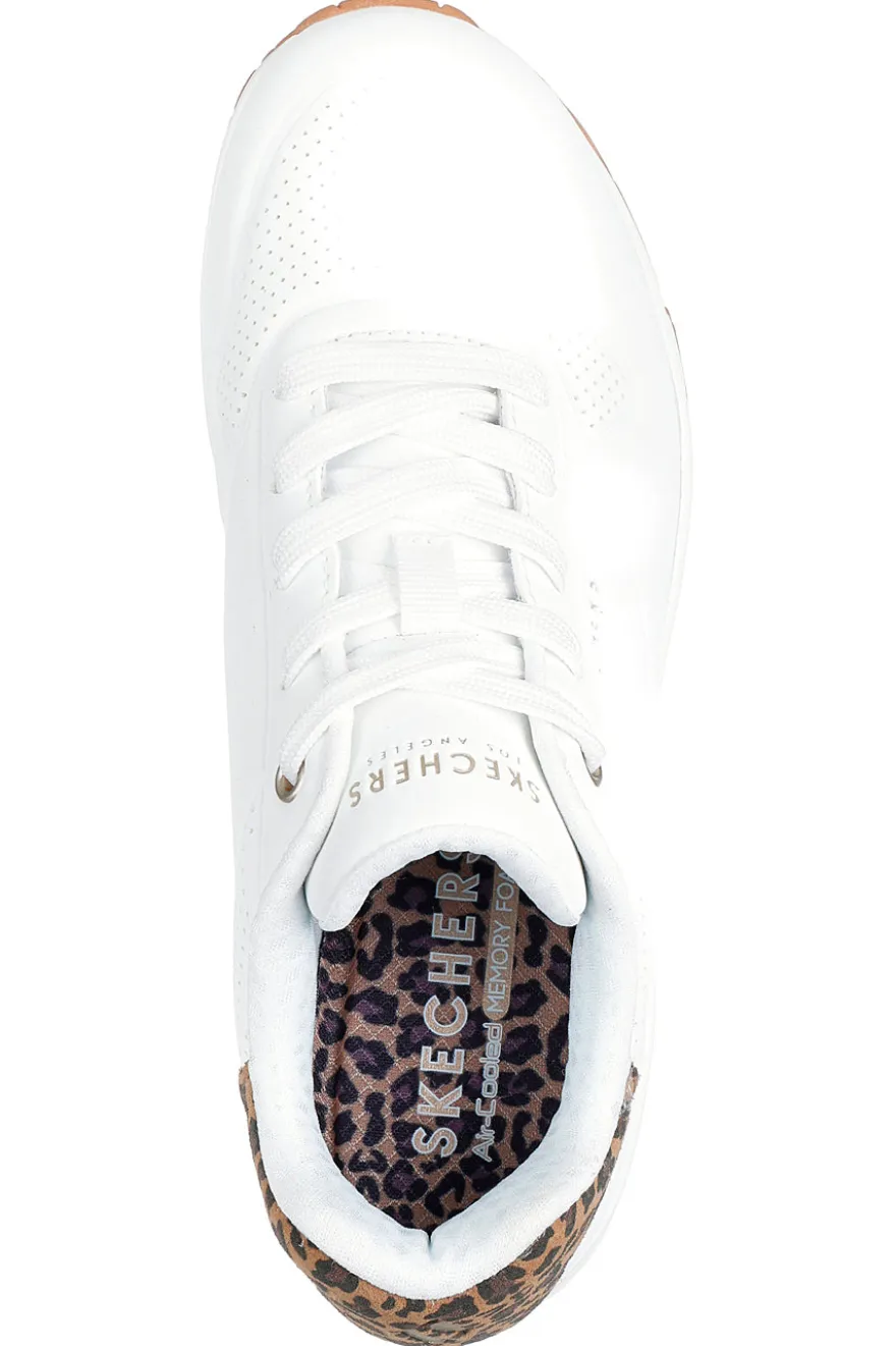 Sneakers bianche con memory foam e dettagli leopardati Skechers Uno Jungle Nite