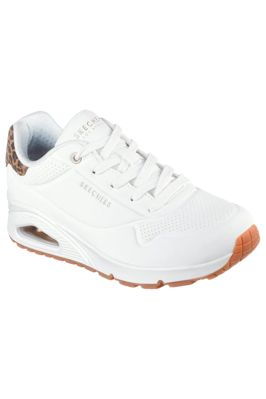 Sneakers bianche con memory foam e dettagli leopardati Skechers Uno Jungle Nite