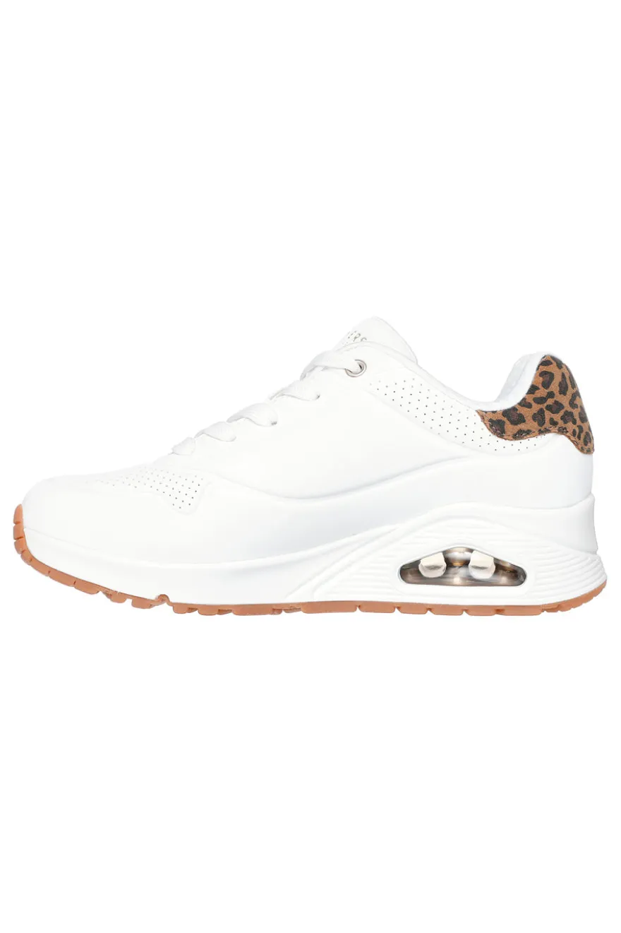Sneakers bianche con memory foam e dettagli leopardati Skechers Uno Jungle Nite