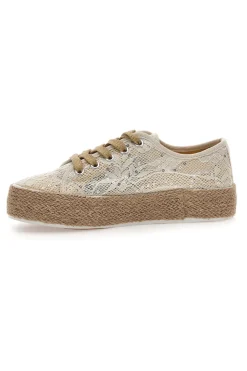 Sneakers bianche con paillettes e suola corda Energy E128