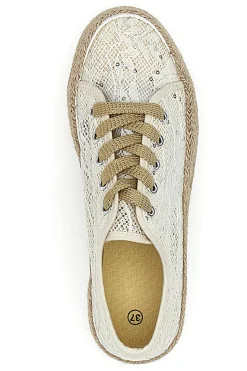 Sneakers bianche con paillettes e suola corda Energy E128