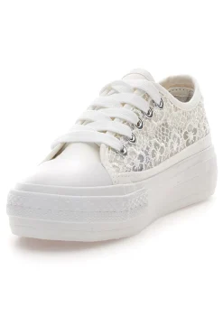 Sneakers bianche con pizzo suola flatform ENERGY E111