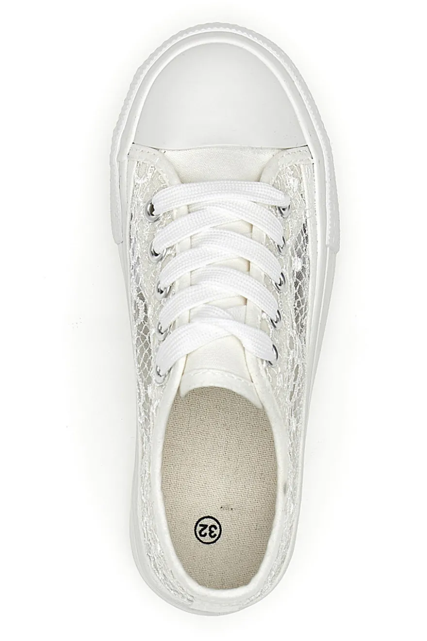 Sneakers bianche con pizzo suola flatform ENERGY E111