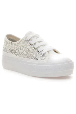 Sneakers bianche con pizzo suola flatform ENERGY E111