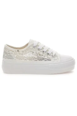 Sneakers bianche con pizzo suola flatform ENERGY E111