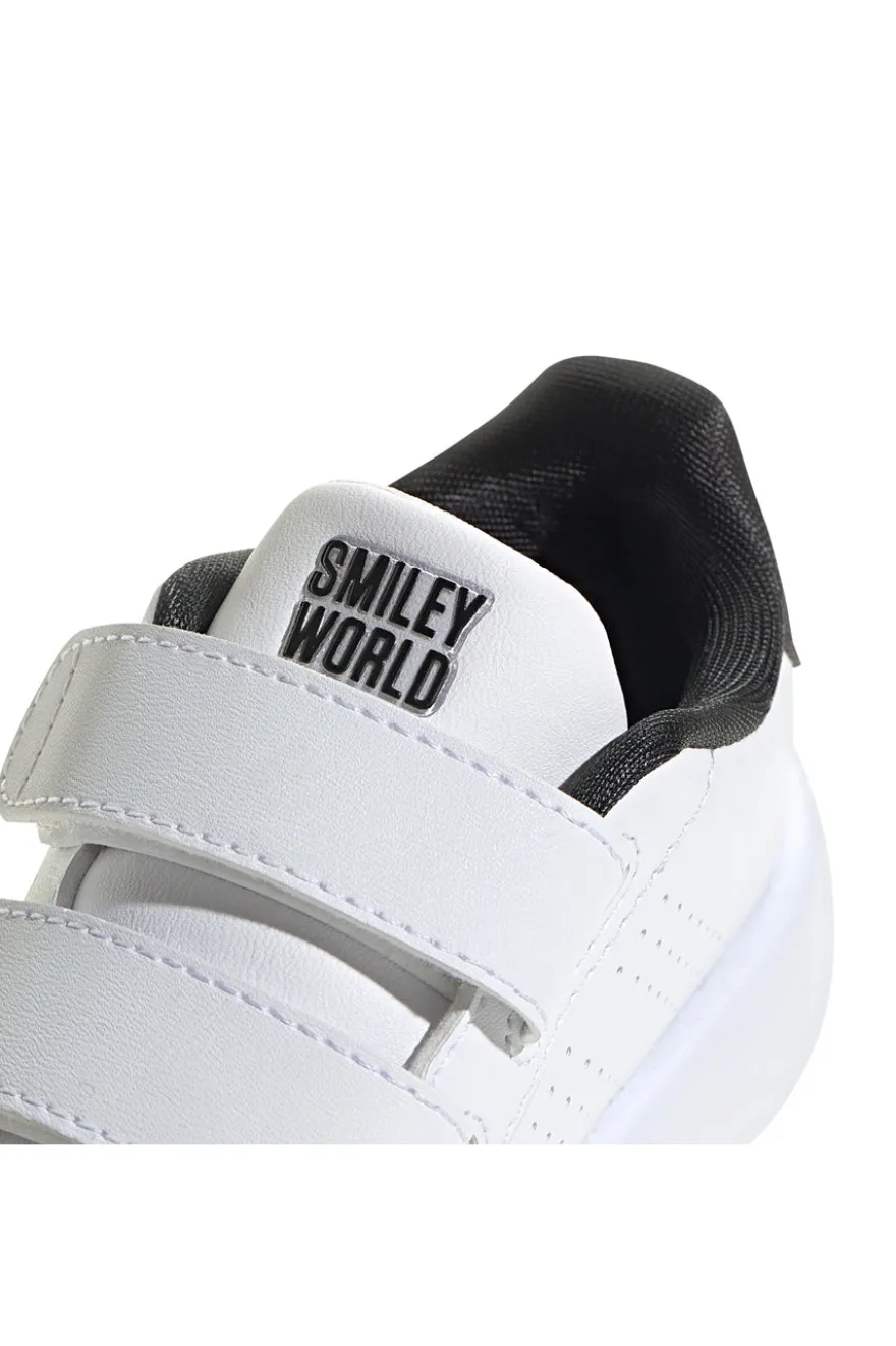 Sneakers bianche con smile e doppio strappo Adidas Advantage Smiley CF I
