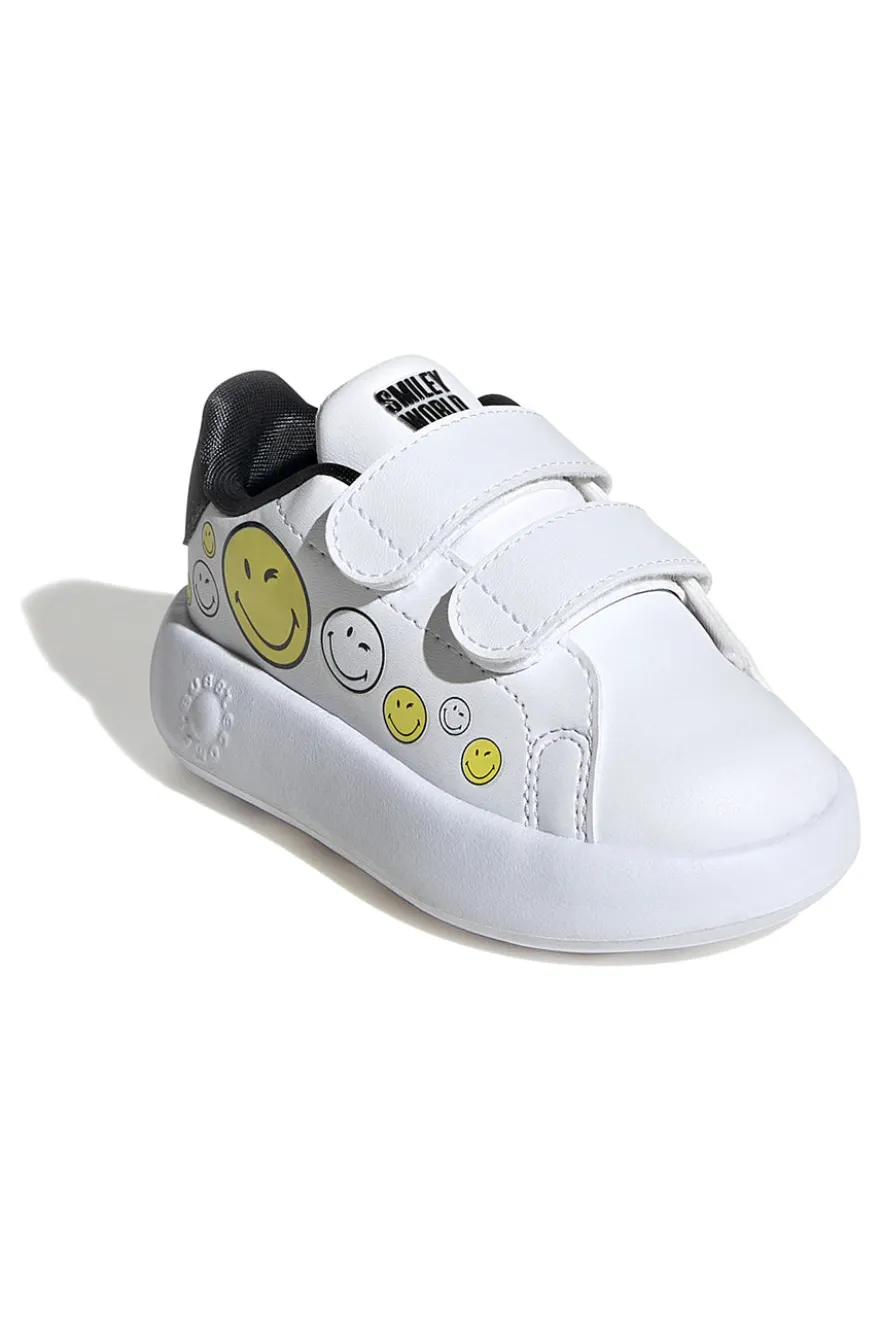 Sneakers bianche con smile e doppio strappo Adidas Advantage Smiley CF I