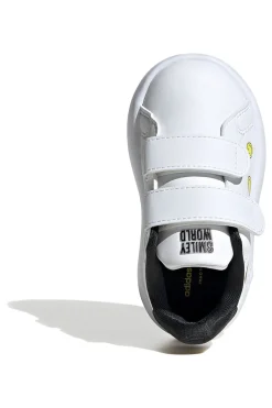Sneakers bianche con smile e doppio strappo Adidas Advantage Smiley CF I