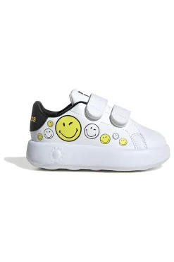 Sneakers bianche con smile e doppio strappo Adidas Advantage Smiley CF I