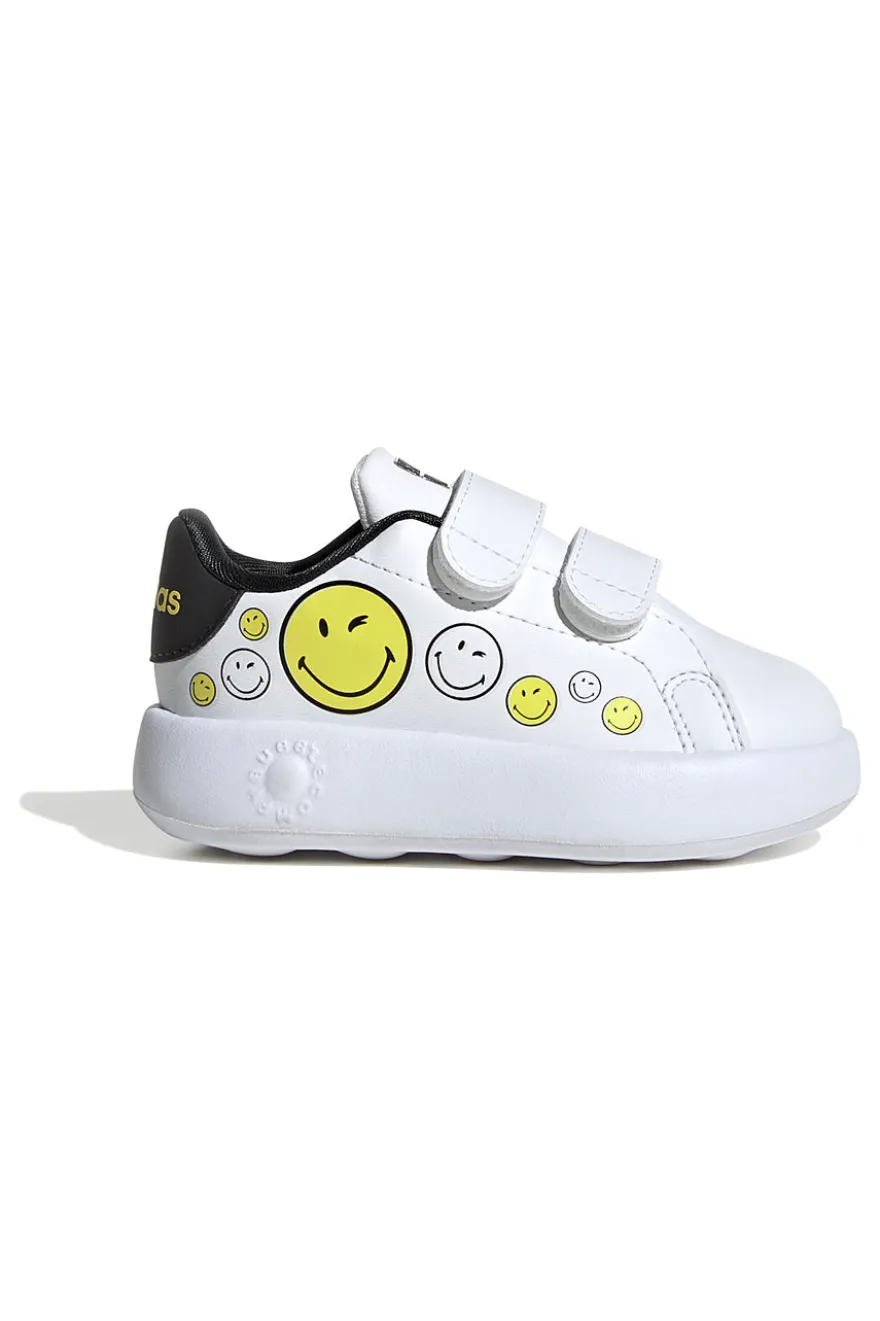 Sneakers bianche con smile e doppio strappo Adidas Advantage Smiley CF I