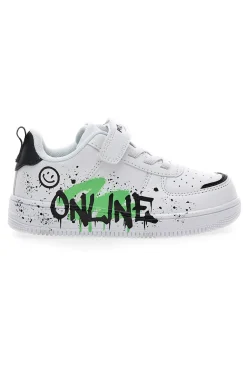 Sneakers bianche con stampa colorata Pitt Kids K22355