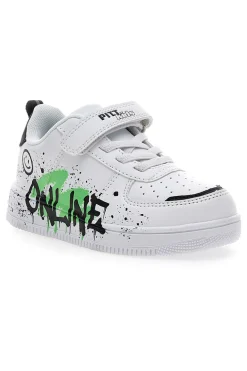 Sneakers bianche con stampa colorata Pitt Kids K22355