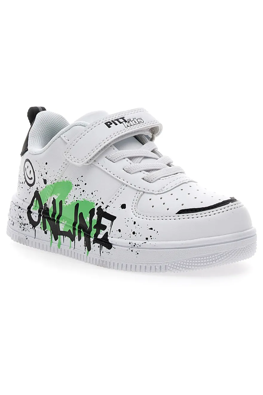 Sneakers bianche con stampa colorata Pitt Kids K22355