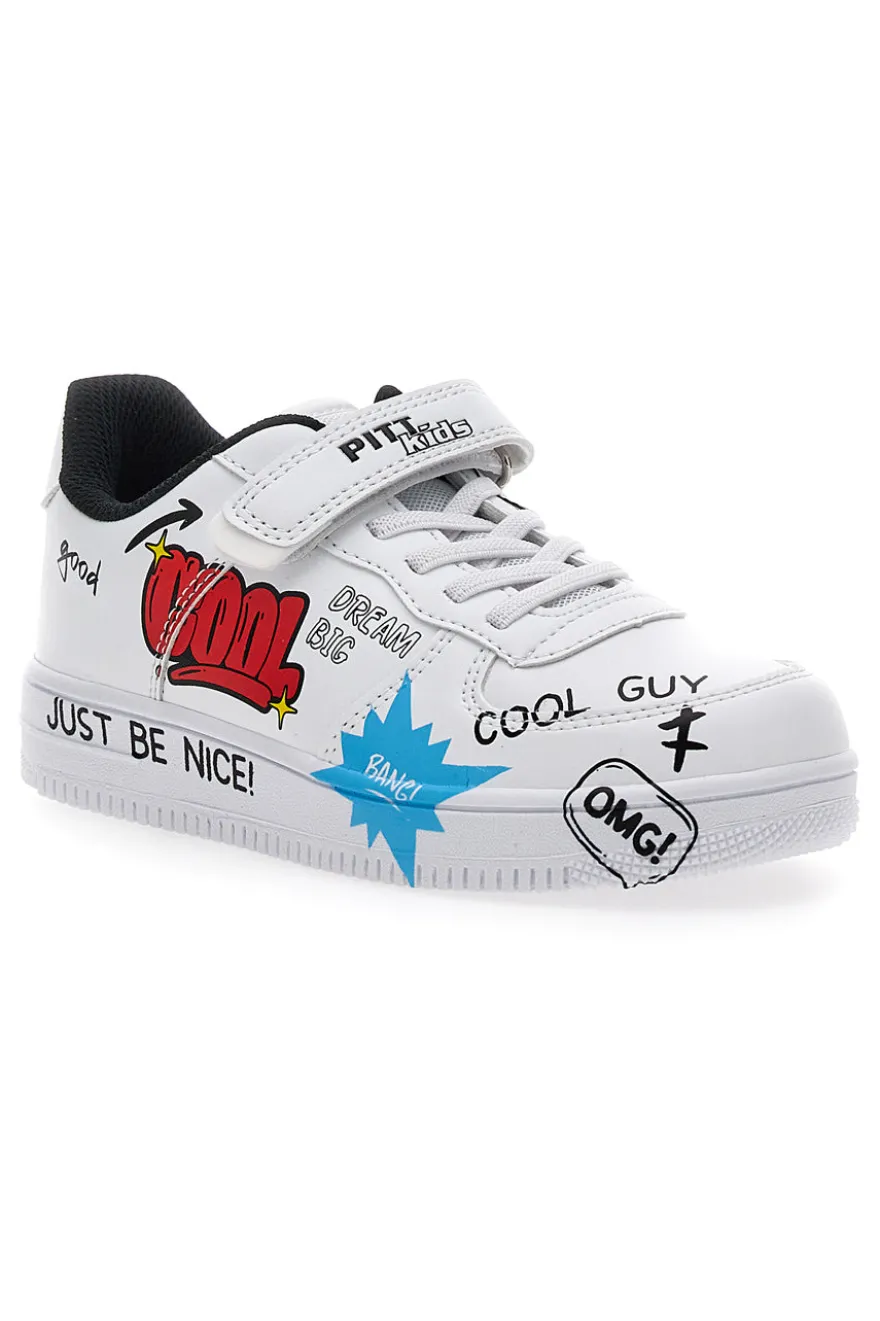 Sneakers bianche con stampa colorata PITT KIDS K191562