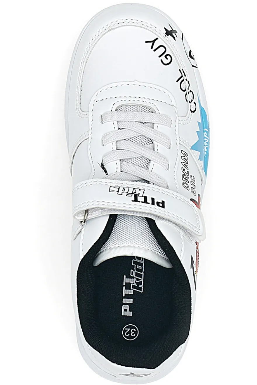 Sneakers bianche con stampa colorata PITT KIDS K191562