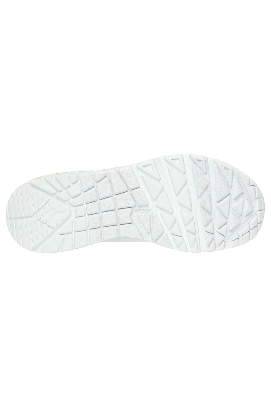 Sneakers bianche con stampa cuori termoreattiva Skechers Uno Changed Love