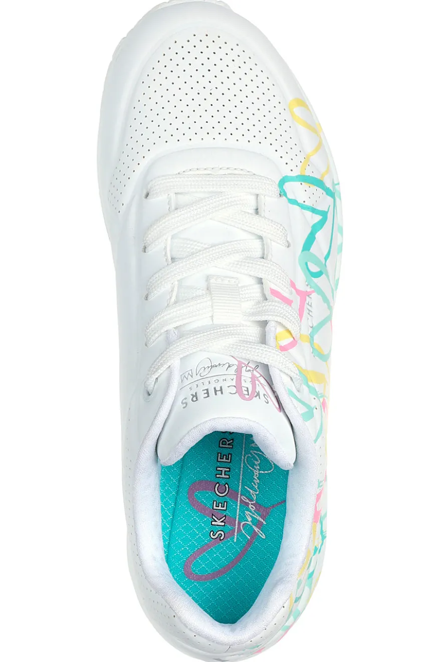 Sneakers bianche con stampa cuori termoreattiva Skechers Uno Changed Love