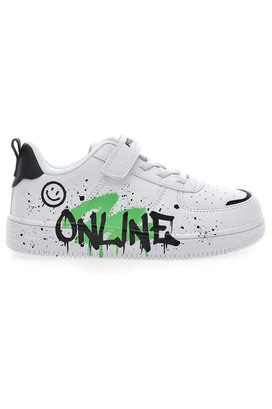 Sneakers bianche con stampa colorata Pitt Kids K22355