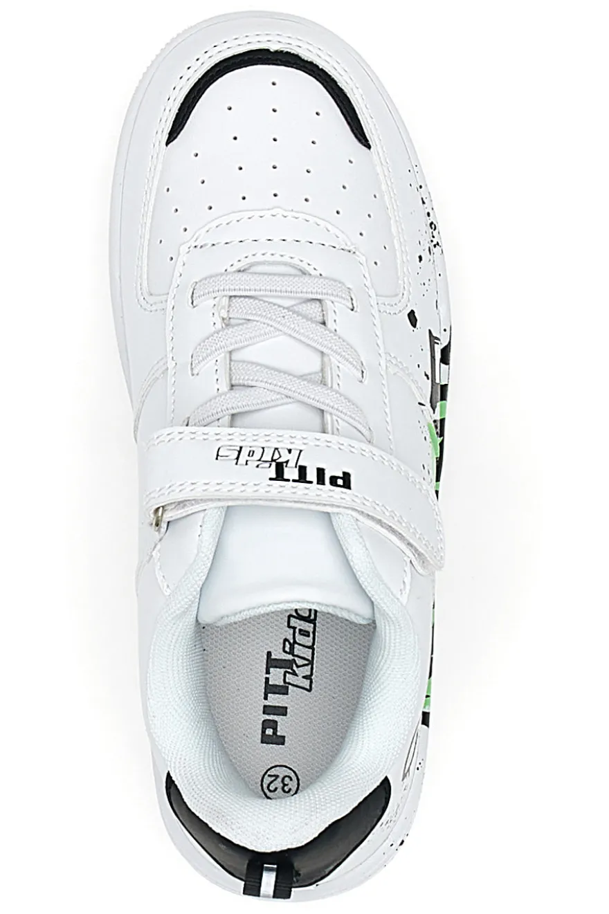 Sneakers bianche con stampa colorata Pitt Kids K22355