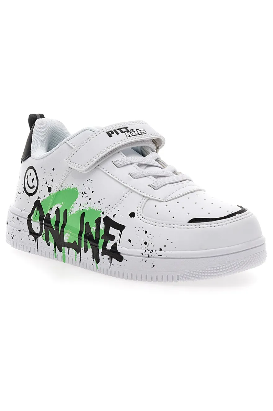 Sneakers bianche con stampa colorata Pitt Kids K22355