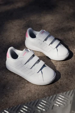 Sneakers bianche con strappo e dettagli rosa Adidas Advantage Base 2.0 CF C