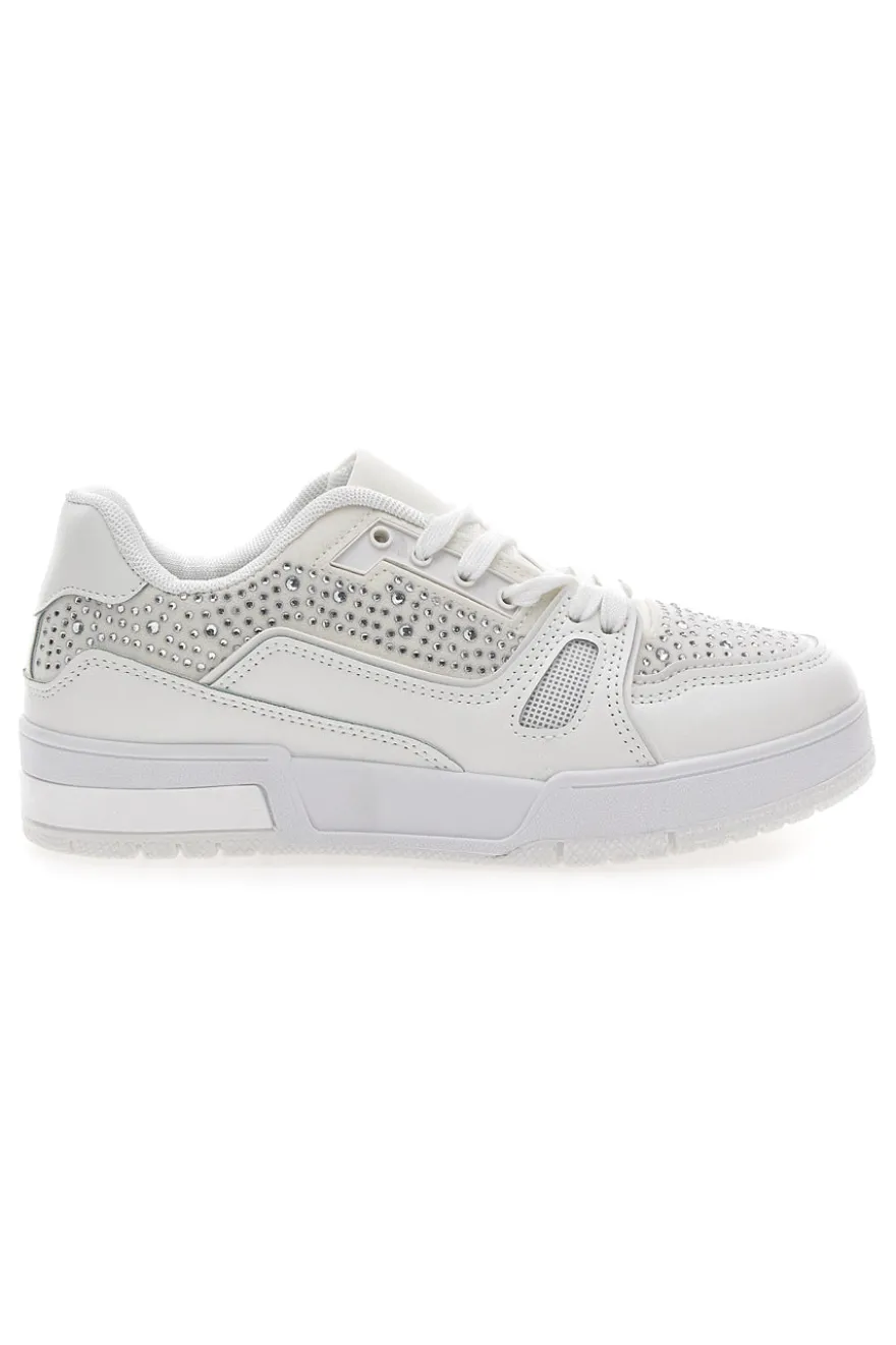 Sneakers Bianche con Strass Me & Me 820