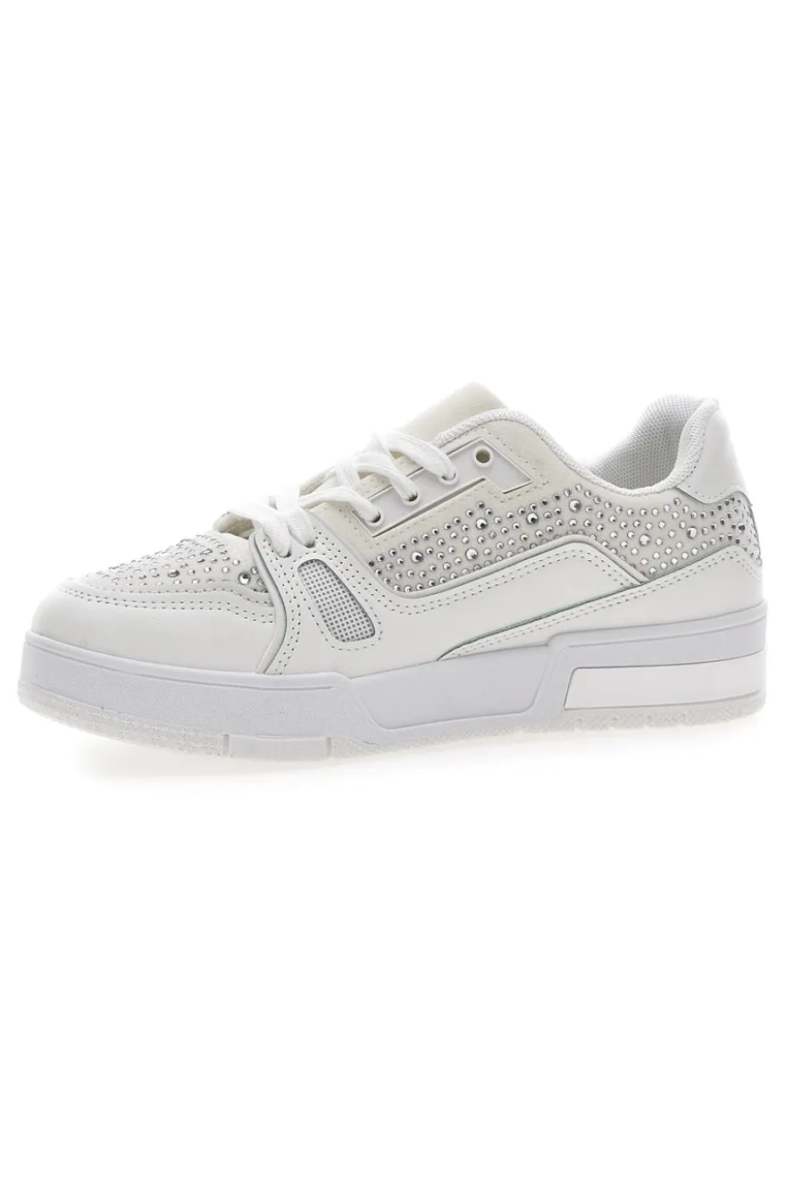 Sneakers Bianche con Strass Me & Me 820
