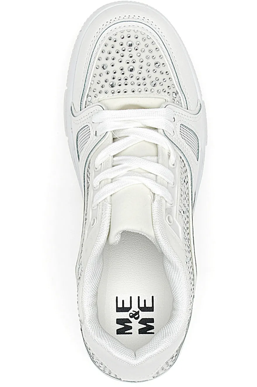 Sneakers Bianche con Strass Me & Me 820